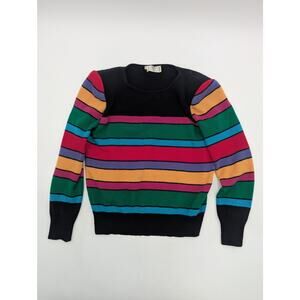Vintage Valentino Studio Multi Color Stripe Knit Sweater Size 40/M Made in Italy